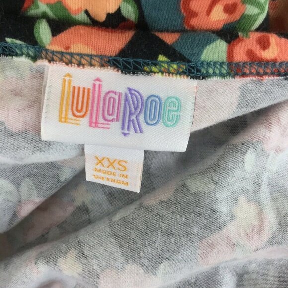 Lularoe Carly Dress Floral Trellis Size XXS T-shirt dress Short Sleeve - Picture 5 of 8